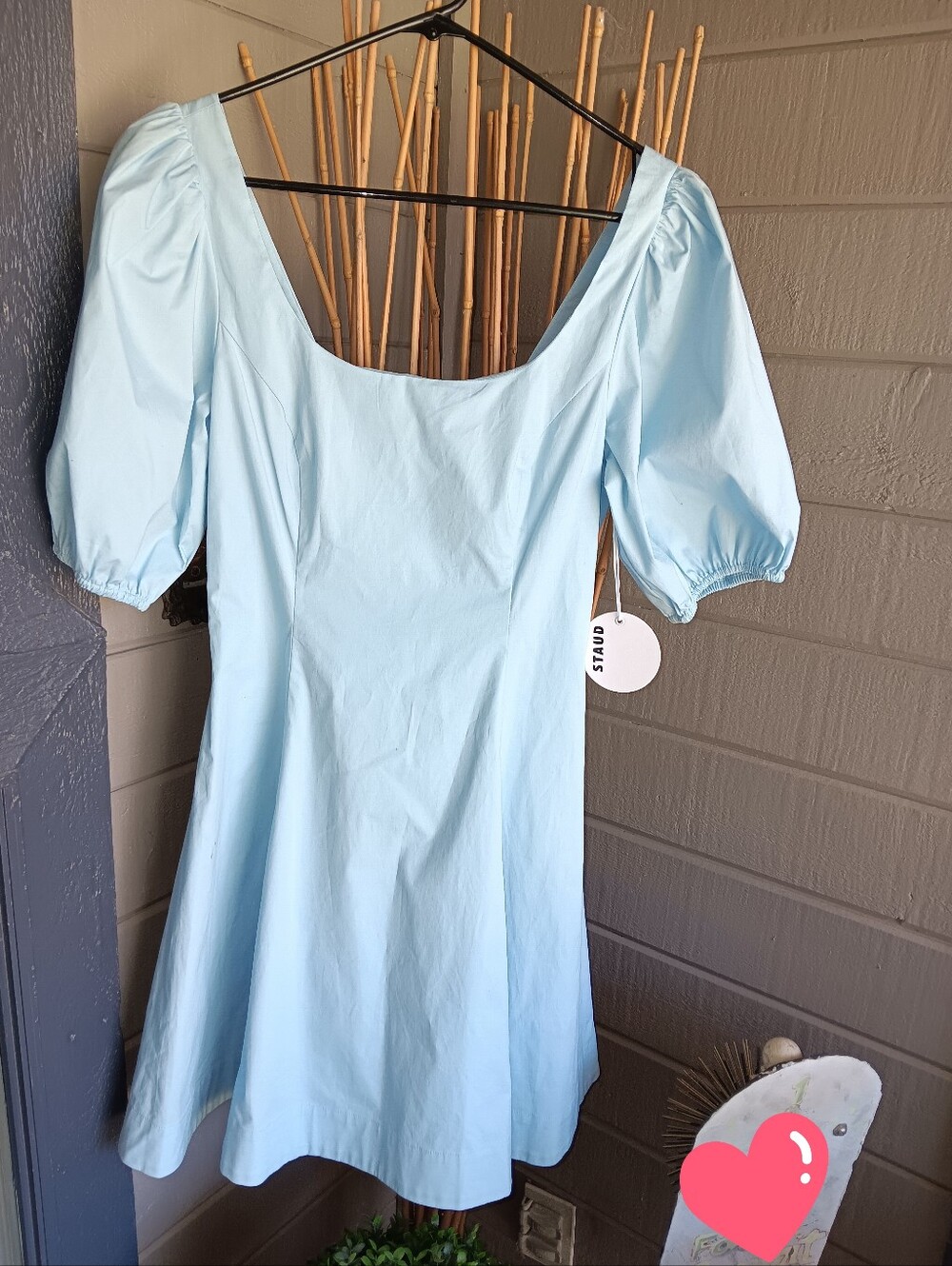 STAUD Women's Laelia Solid Mini A-line Dress In Angel Falls Size 4 NWT